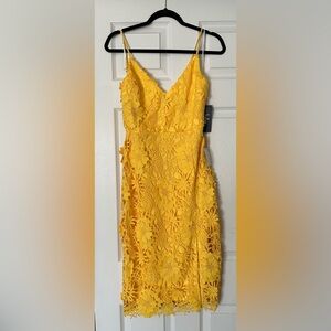 Lulu’s Steal Your Heart Yellow Crochet Lace Midi Dress